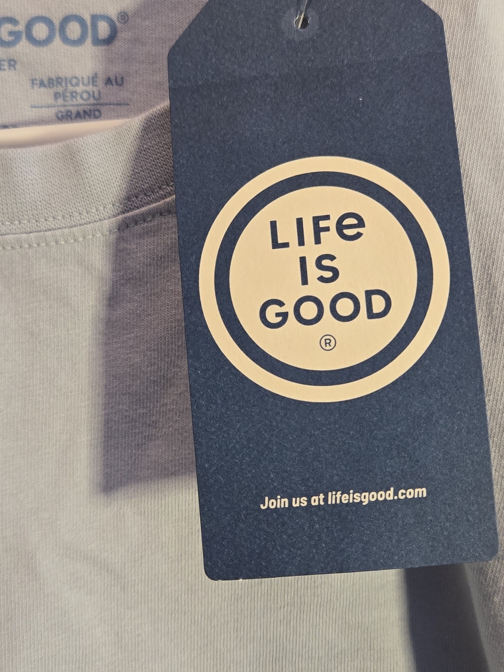 Life is Good Light Blue Long Sleeve Tee with Bird Sleeve Art - Picture 8 of 8